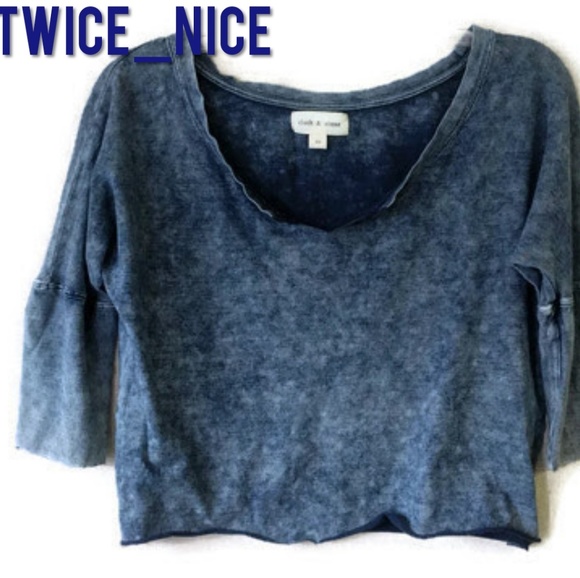 Anthropologie Cloth & Stone Blue Crop Top Size XS - Picture 1 of 6